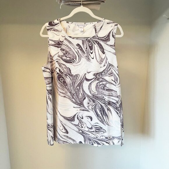 Athleta Refined Zephyr Tank, Swirl Pattern Charcoal Grey/Blue/White, Size L - Picture 2 of 5